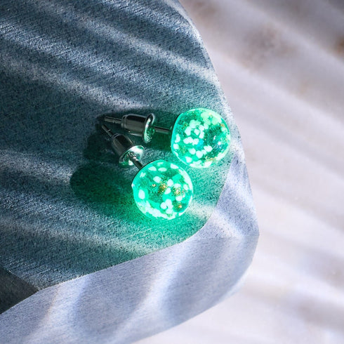 Teal | .925 Sterling Silver | Firefly Glass Stud Earrings